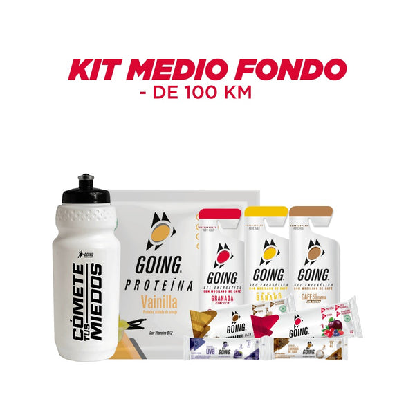 Kit Medio Fondo - 4 geles energéticos + 7 hidratantes +1 proteína + 2 barras endurance + caramañola